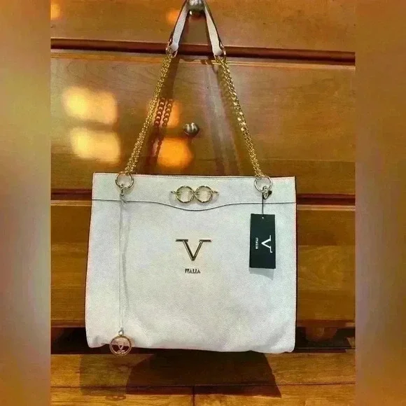 Versace Leather & Chain Tote from Saks work computer luxury office bag school - Picture 4 of 6